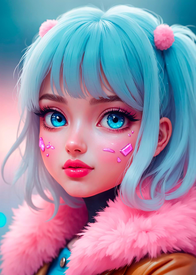 Anime Girl with Blue Hair