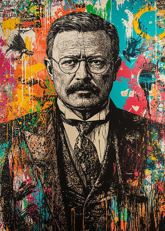 Man in Suit with Colorful Splashes