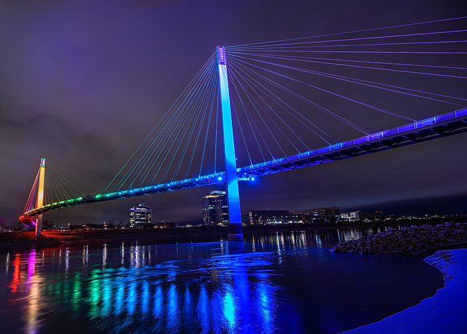 Illuminated Bridge at Night