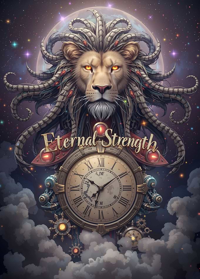 Lion with Clock and Stars