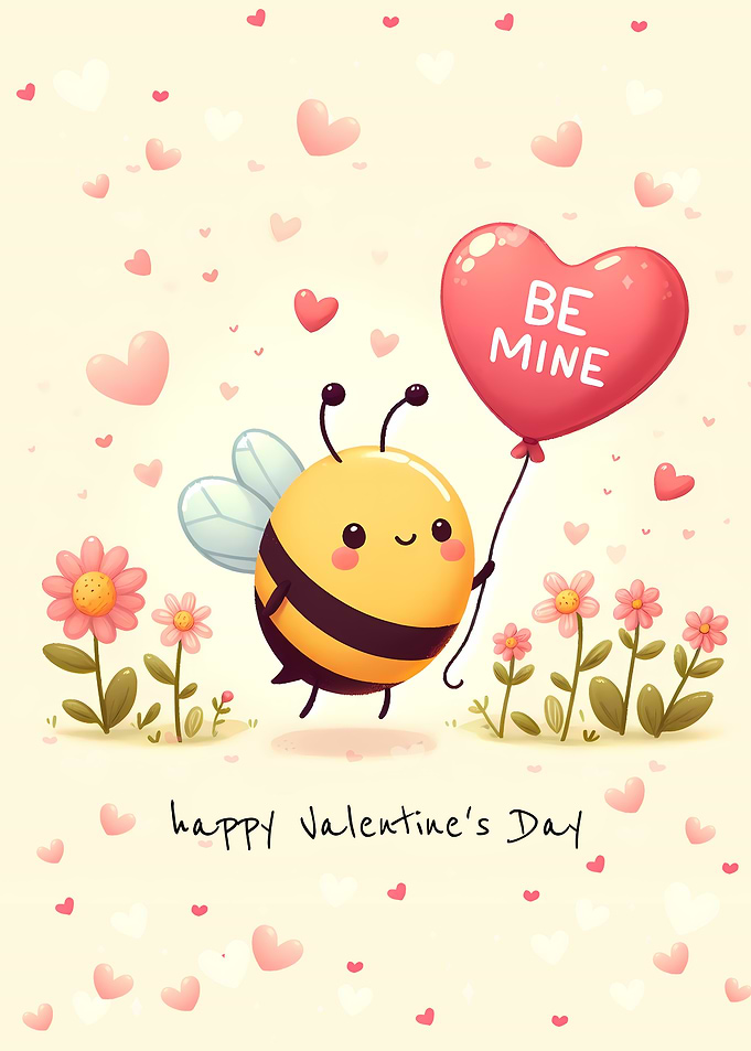 Cute little Bee Mine Valentine's Day Poster