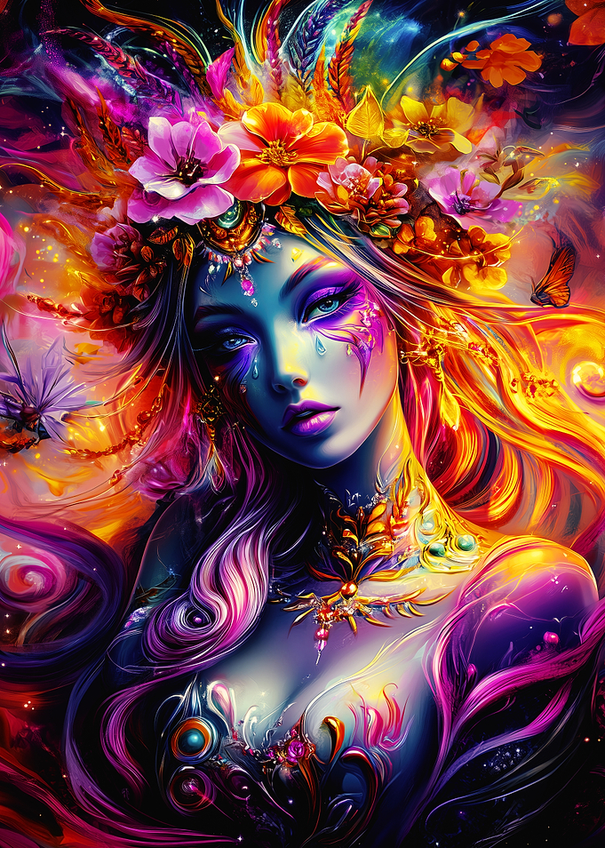 Fantasy Woman with Flowers