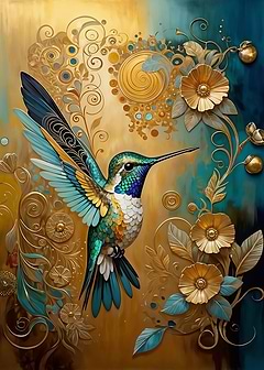 Hummingbird in Gold