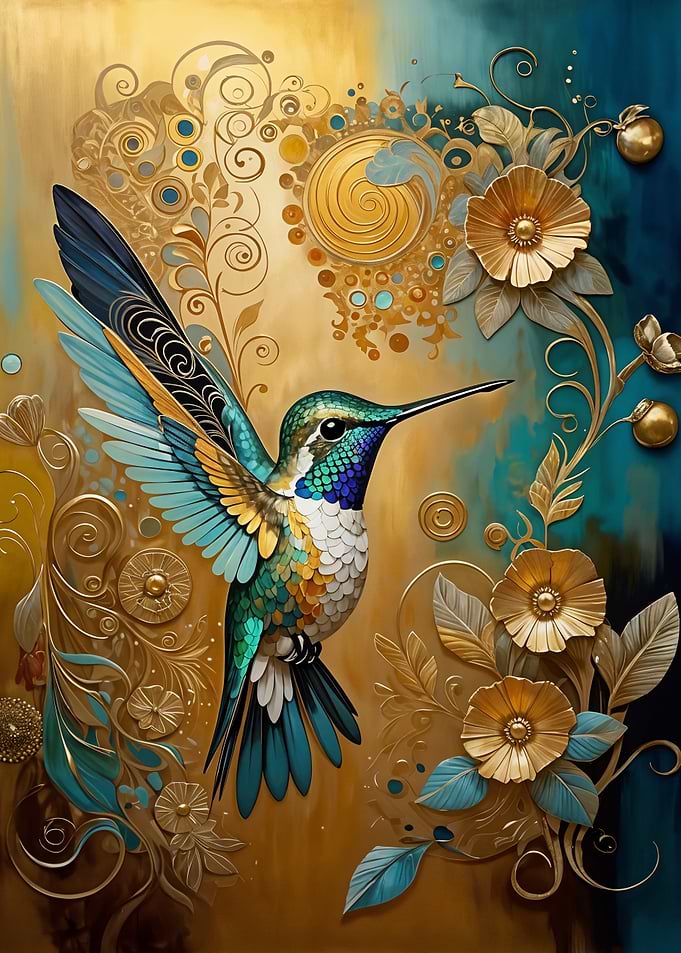 Hummingbird in Gold