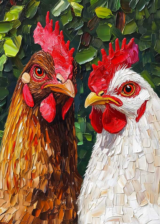 Two Chickens Portrait