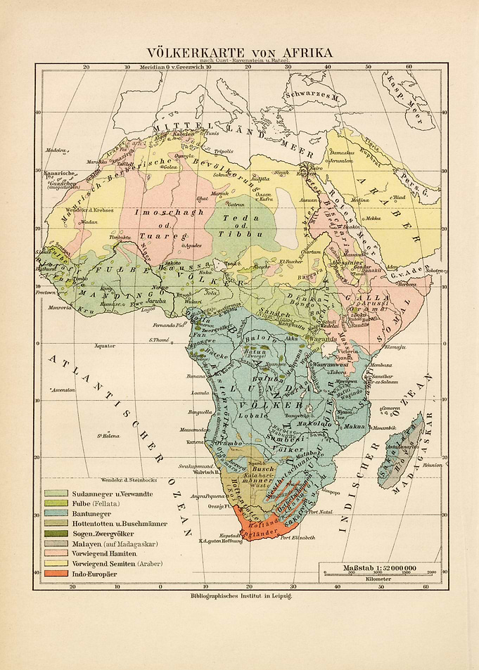 Vintage Map of Africa's Peoples