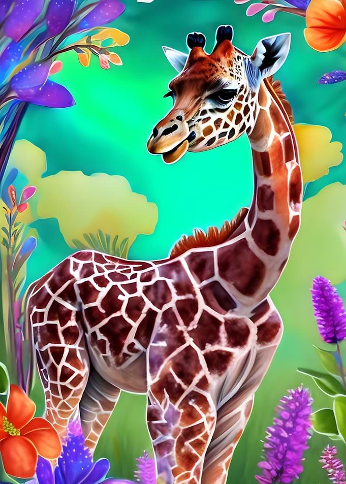 Cute Giraffe in a Garden