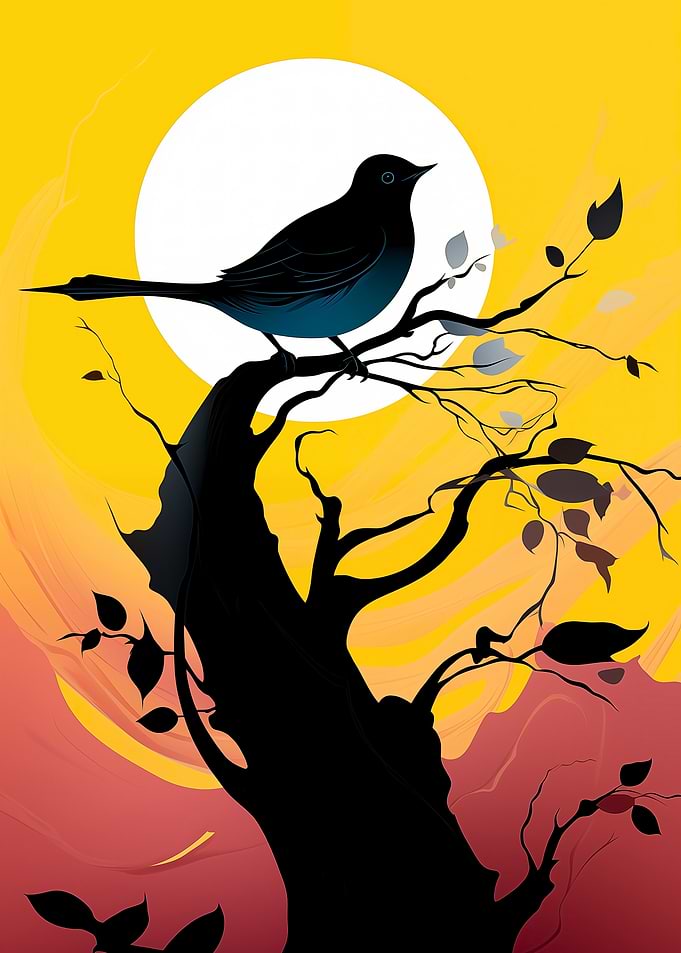 Silhouette Bird on Branch