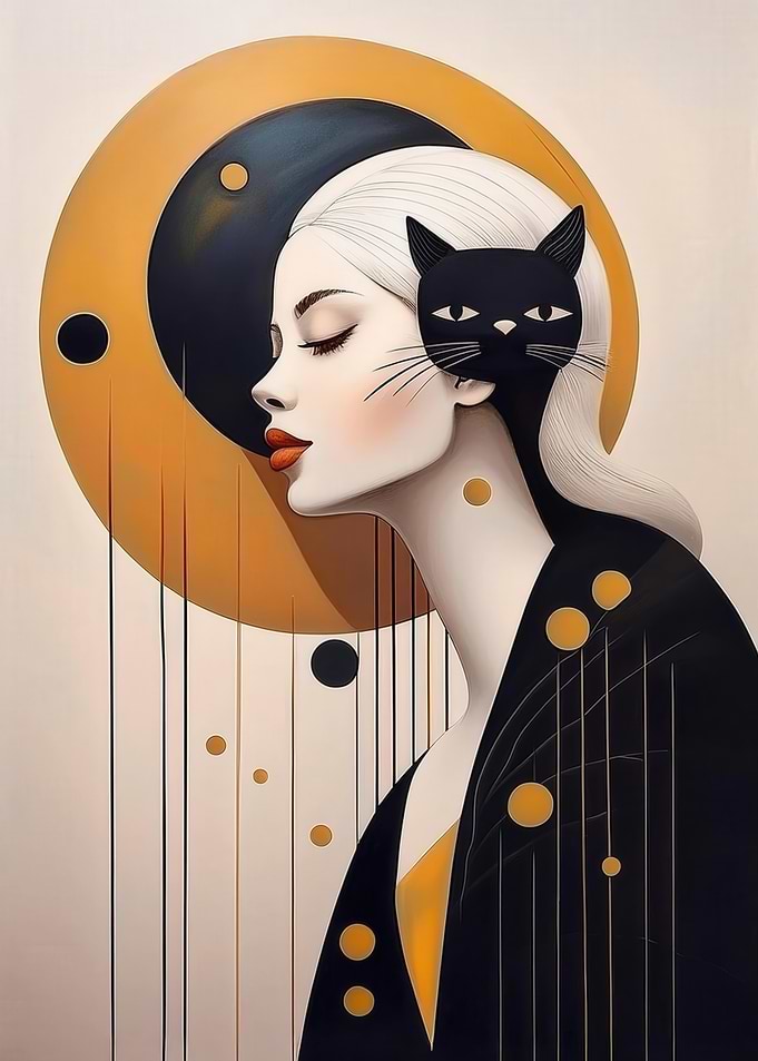 Woman with Cat Head