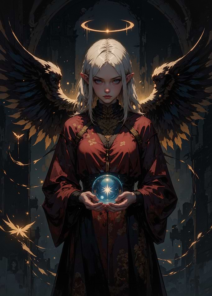 Angelic Figure with Crystal Orb