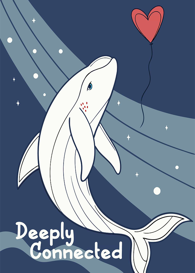 Whale with Heart Balloon