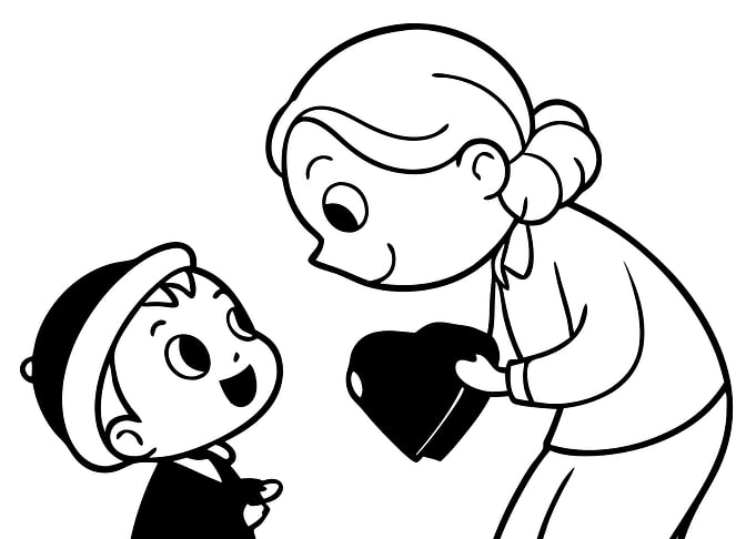Mother Giving Child a Gift