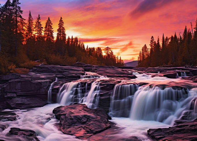Waterfall Sunset
