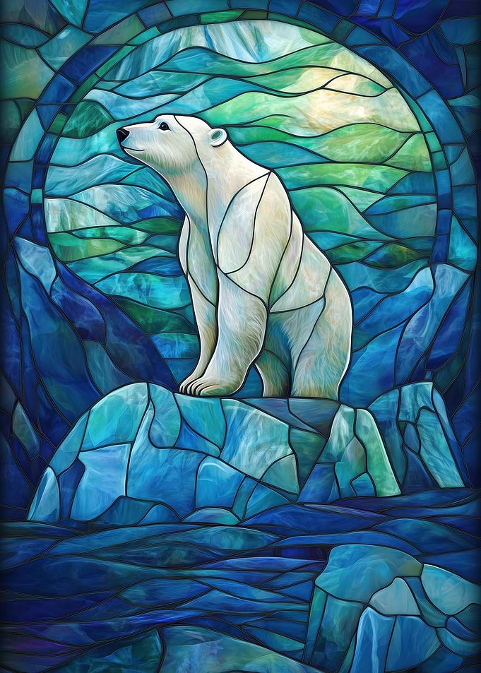 Polar Bear Stained Glass
