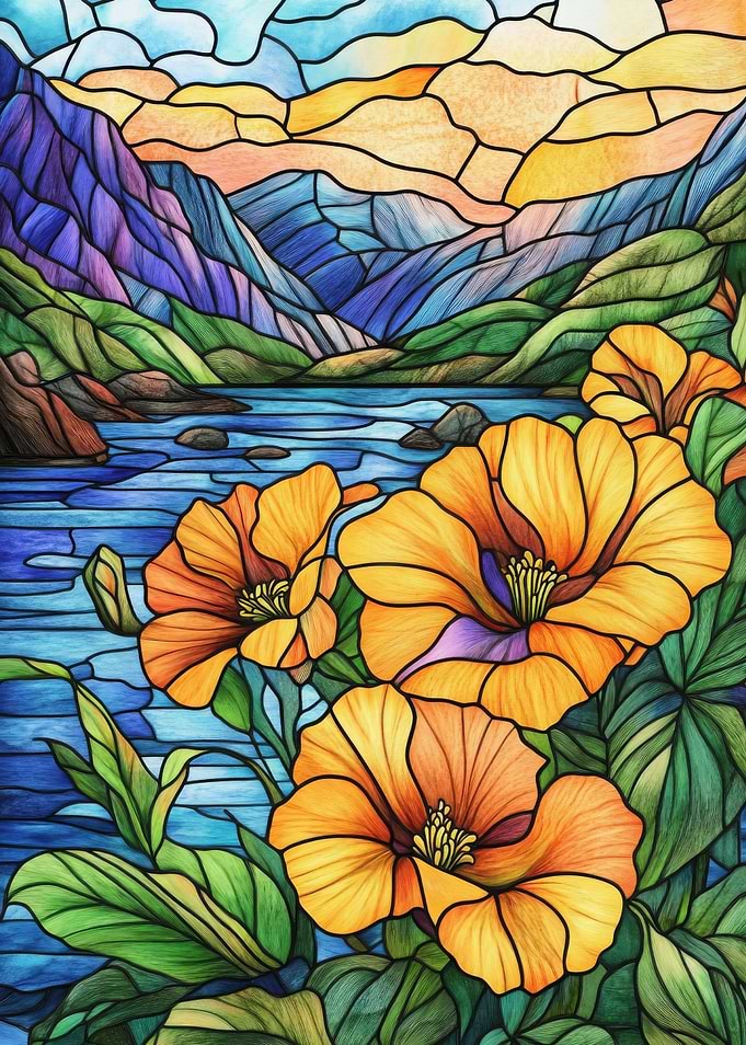 Stained Glass Mountain Lake