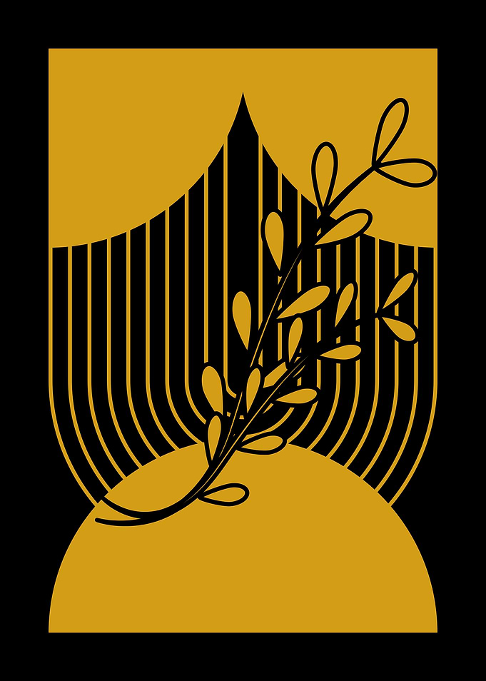 Black and Gold Branch Art