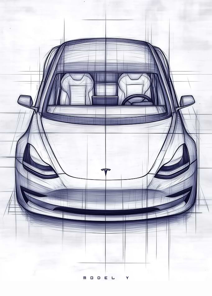 Tesla Model Y Sketch Blueprint