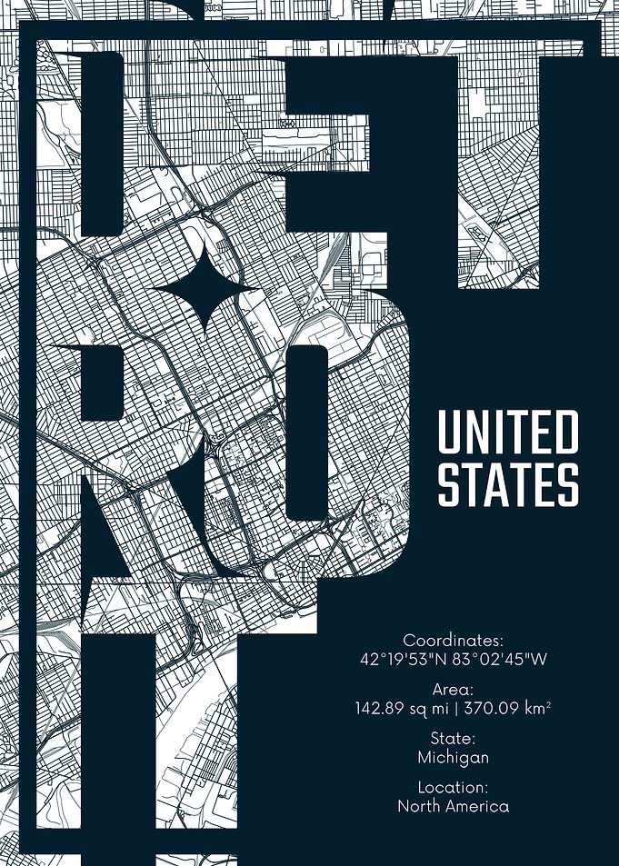 Detroit City Map Art