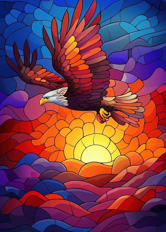 Eagle Soaring Sunset