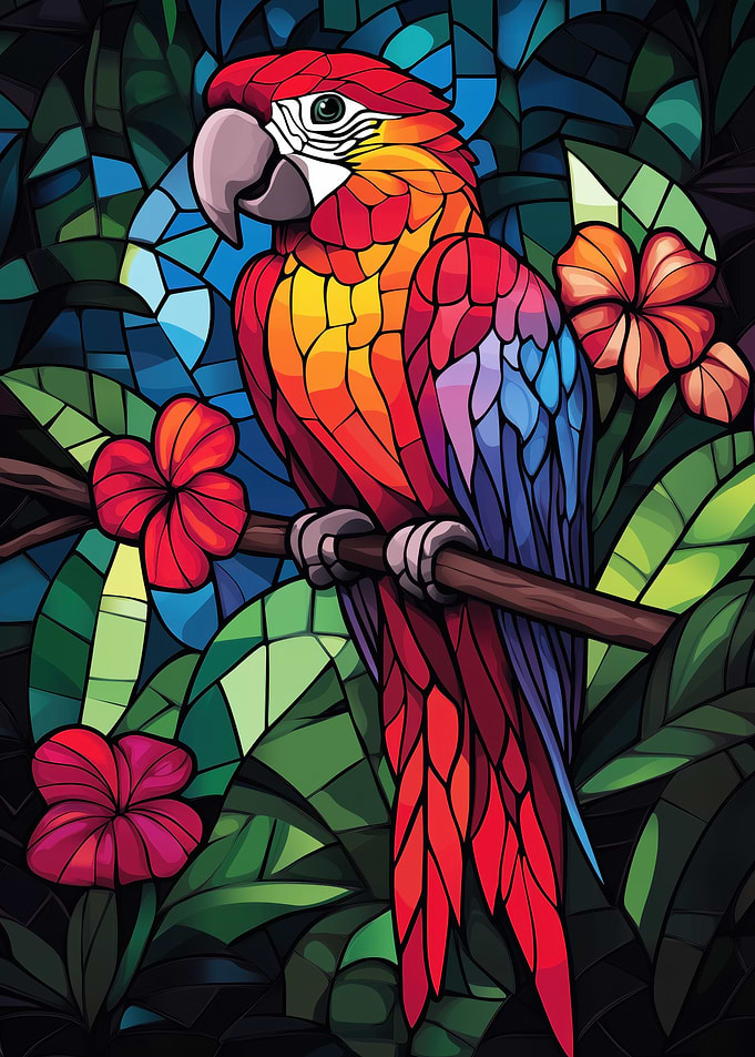 Stained Glass Parrot