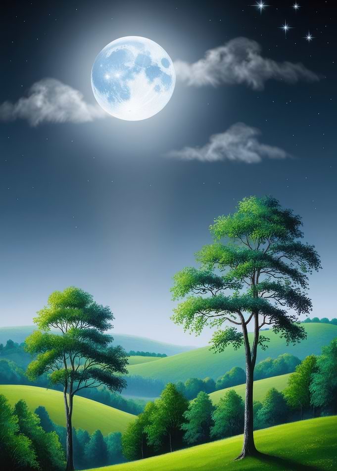 Moonlit Forest Landscape