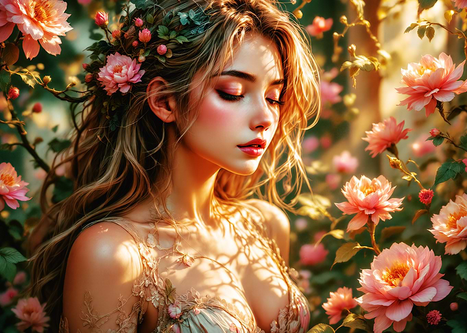 Blond Woman in a Garden