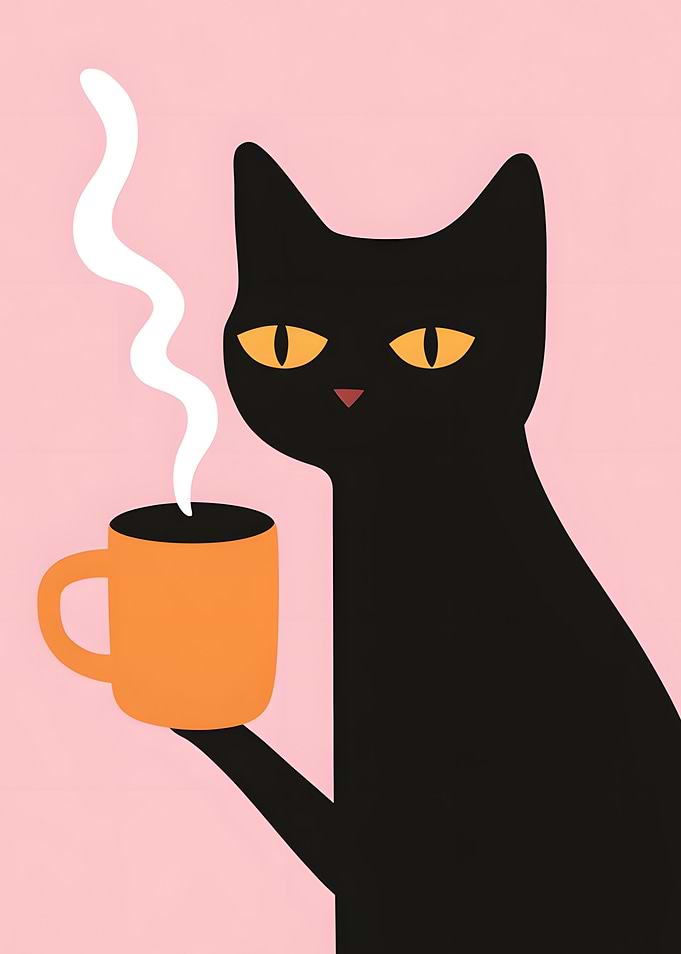 Black Cat Coffee - Funny cat