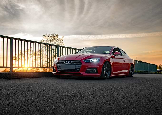 Red Audi A5 Coupe Sunset