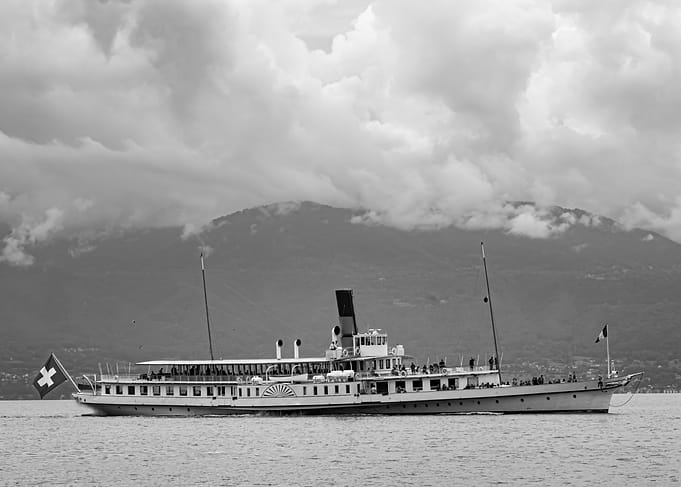 Vintage Paddle Steamer on Lake