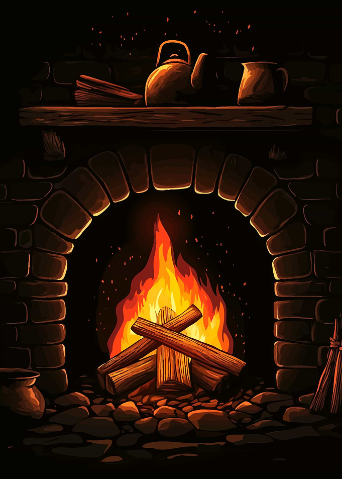 Cozy Fireplace Illustration