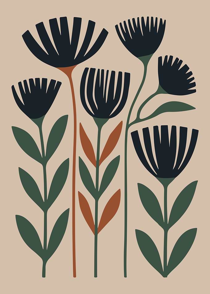 Earthy Abstract Floral Art Scandinavian Print