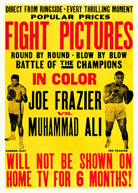 Frazier vs. Ali Fight Poster — retro advertising art on metal