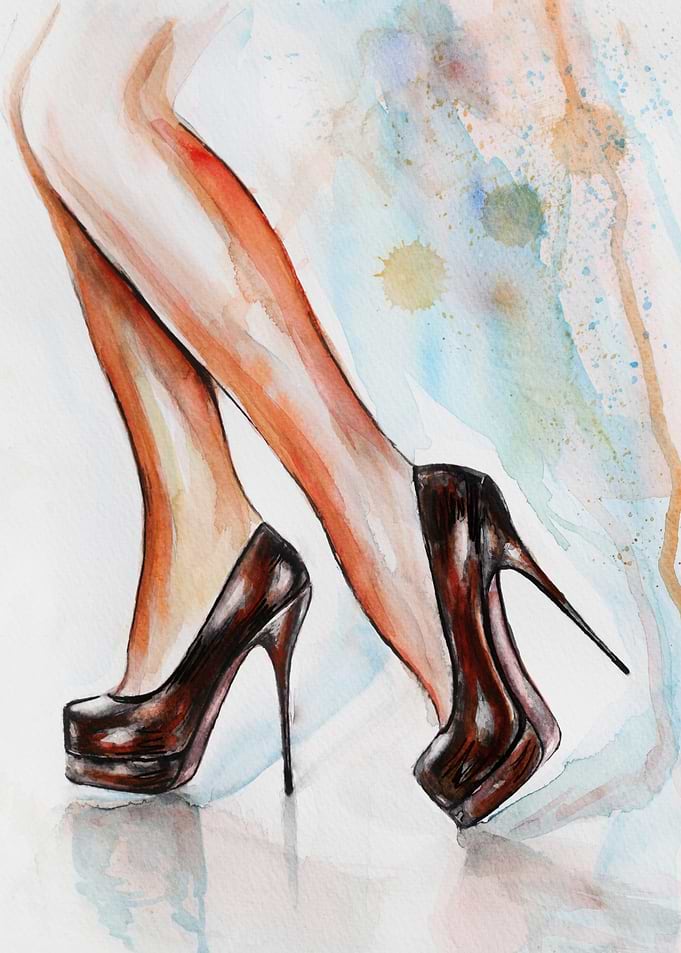 Watercolor High Heels