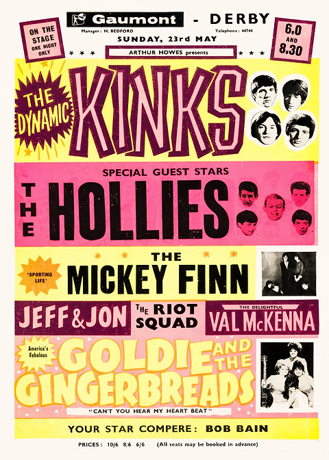 The Kinks Concert Poster — retro advertising art on metal