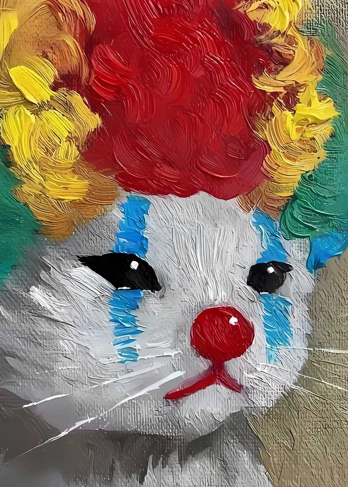 Sad Clown Cat Painting