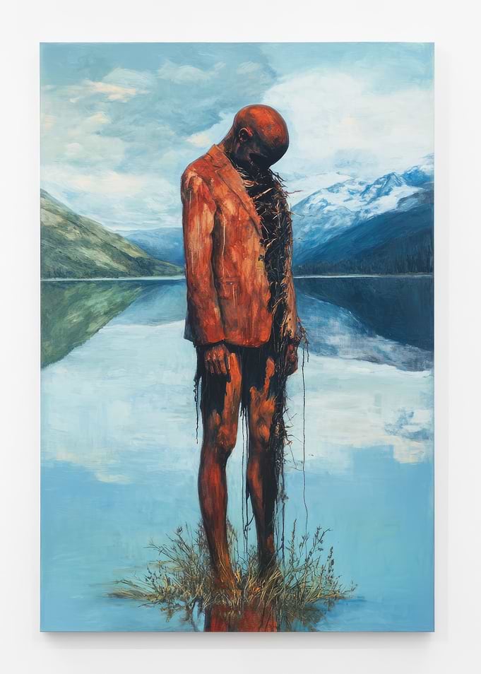 Man in Red Suit by Water