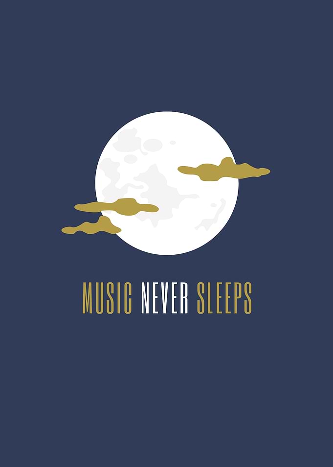 Music Never Sleeps Moon Poster