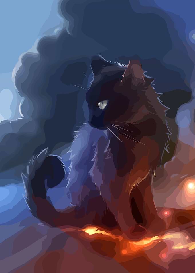 Black Cat on Clouds