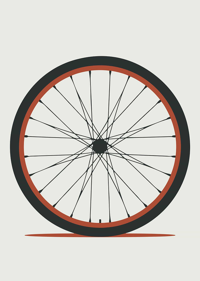 Minimalist Bauhaus Bicycle Wheel Illustration
