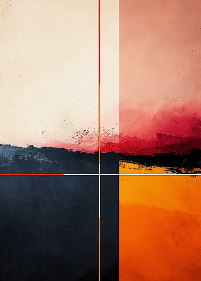 Abstract Art with Red, Orange, and Black