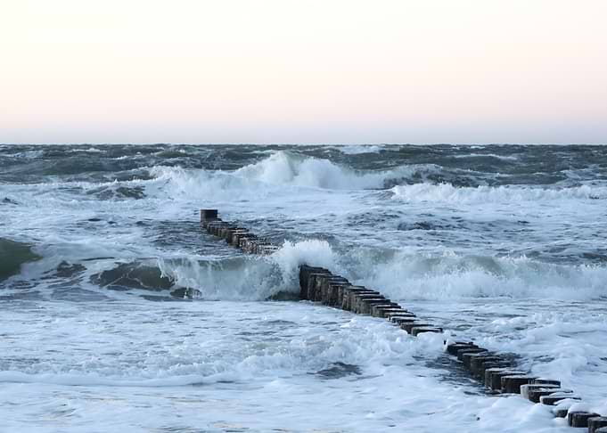 Rough Sea with Breakwater