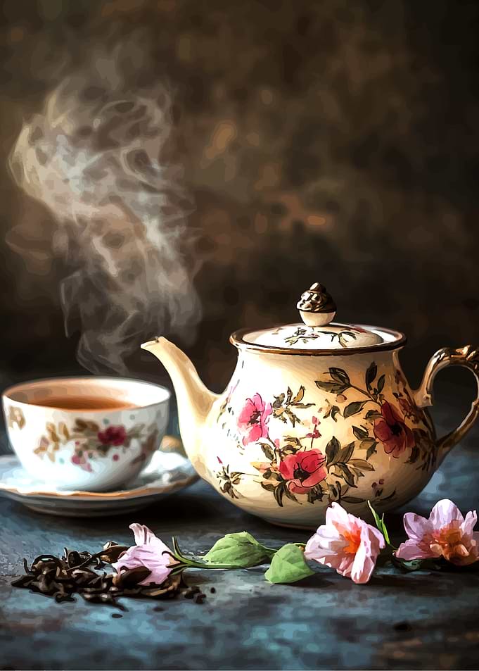 Floral Teapot and Cup