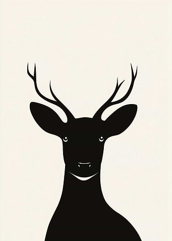 Black and White Deer Silhouette