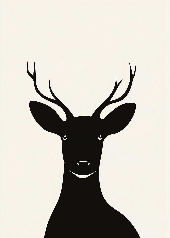Black and White Deer Silhouette