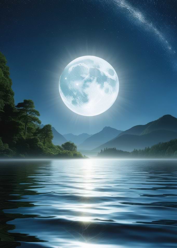 Full Moon Over Lake