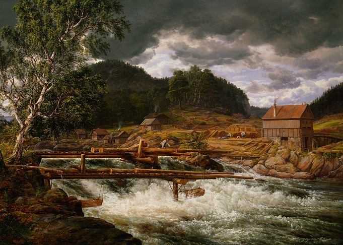 Hellefossen near Hokksund (1838)