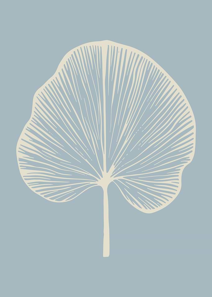 Minimalist Leaf Art Print in Light Blue
