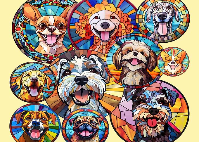 Stained Glass Dog Portraits