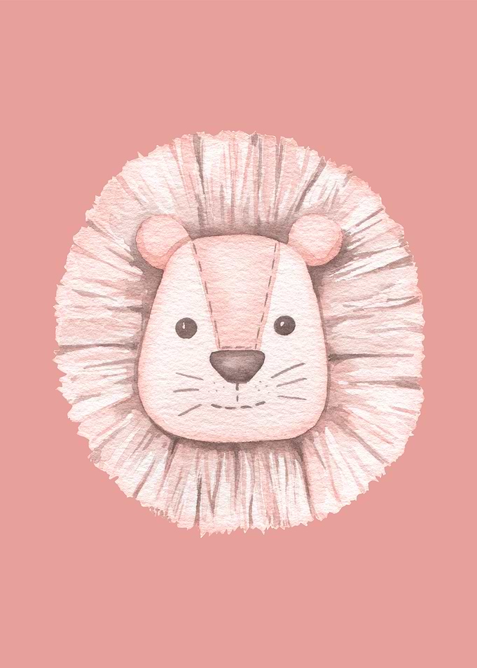 Pink Watercolor Lion