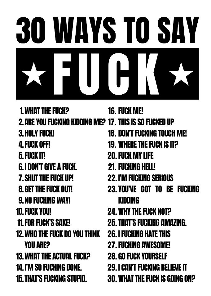 30 Ways to Say Fuck